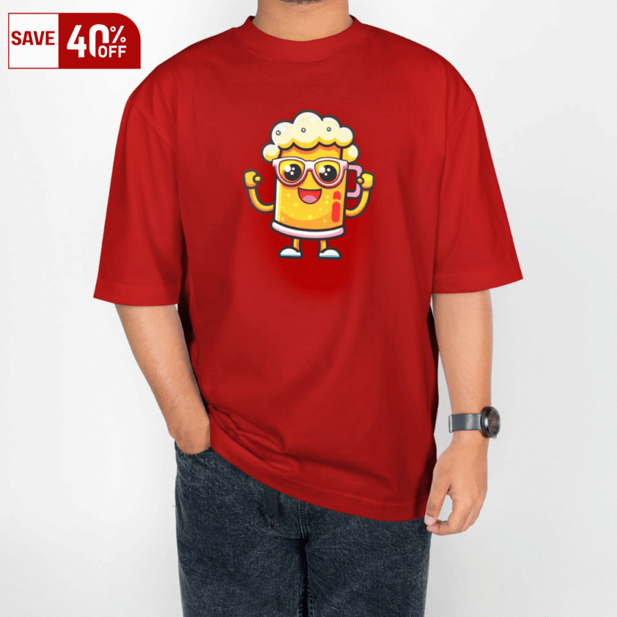 Cheers Buddy Red Oversized T-Shirt