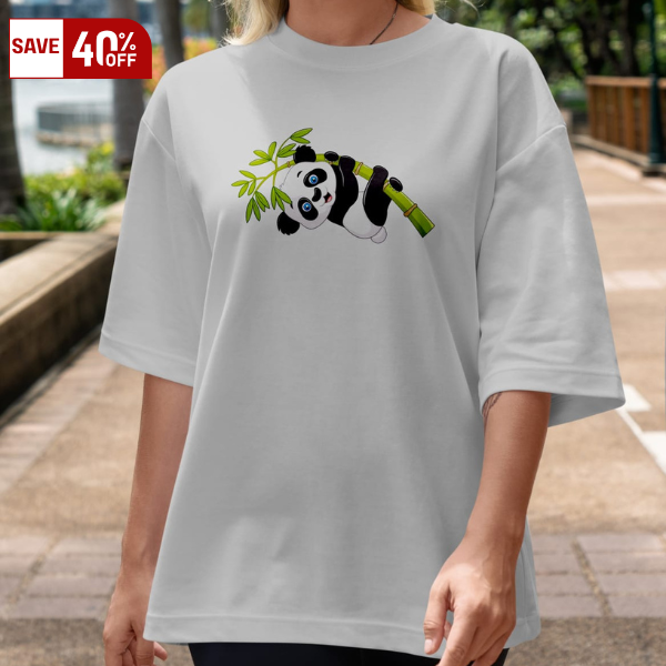 Bamboo Buddy Panda White Oversized T-shirt