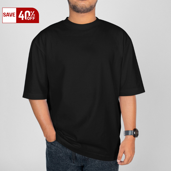 ShadowFit Black Plain Oversized T-shirt