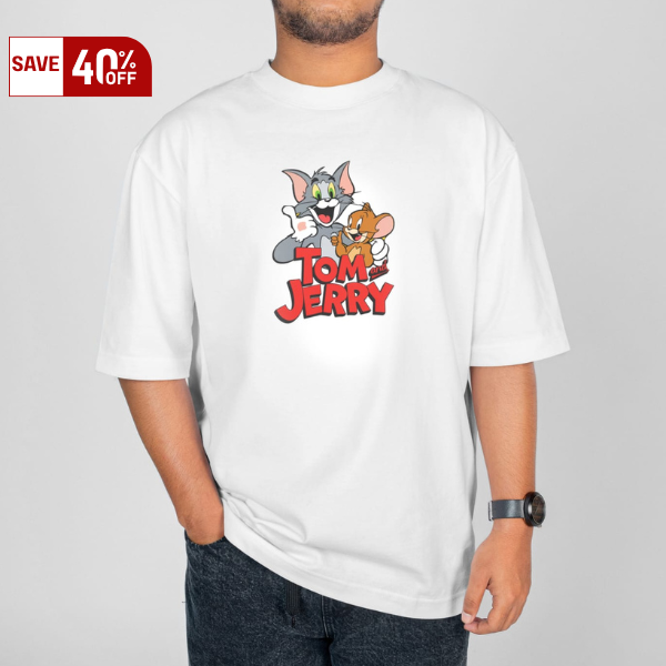 Retro Toon White Oversized T-shirt